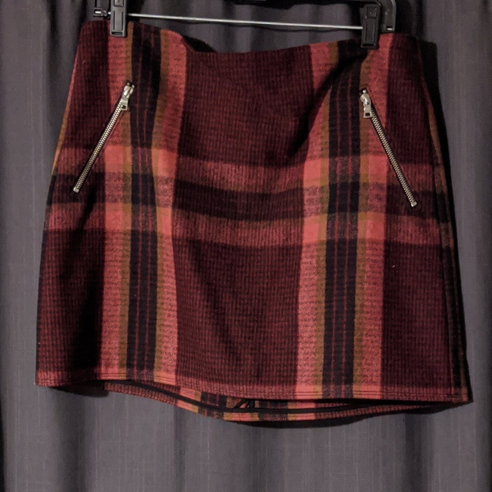Pink Plaid Wool Skirt